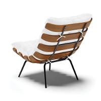 Kit 02 Poltronas Costela Corano Branco Base Metálica Preto