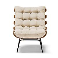 Kit 02 Poltronas Costela Suede Base Metálica Preto Bege - 8