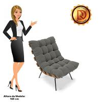 Kit 02 Poltronas Costela Suede Base Metálica Preto Grafite - 7