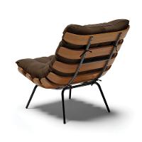 Kit 02 Poltronas Costela Suede Base Metálica Preto Marrom - 5