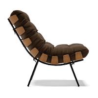 Kit 02 Poltronas Costela Suede Base Metálica Preto Marrom - 6