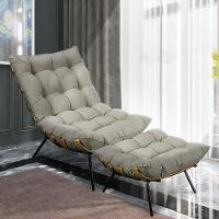 Kit Poltrona e Puff Costela Suede Marrom Rato Base Metal - 4