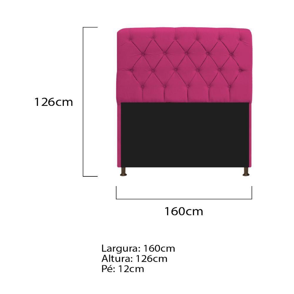Cabeceira Estofada Lady 160 Cm Queen Size Com Capitonê Suede - Doce Sonho Móveis Pink - 2