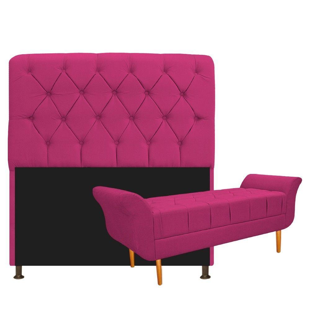 Cabeceira Lady e Recamier Ari 195 Cm King Size Suede Pink - 1