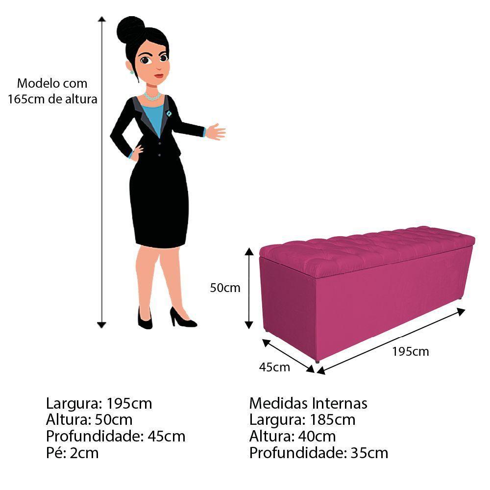 Kit Cabeceira e Calçadeira 195 Cm King Size Suede Pink - 4