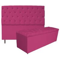 Kit Cabeceira e Calçadeira 195 Cm King Size Suede Pink - 1