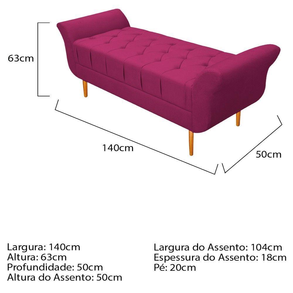Kit Cabeceira Lady e Recamier Ari 140 Cm Casal Suede Pink - 4
