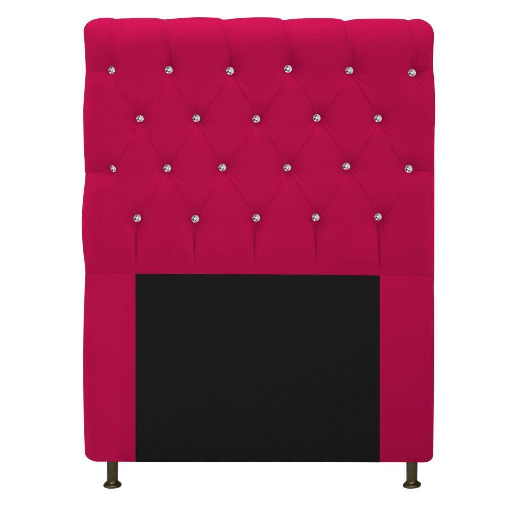 Cabeceira Estofada Cristal 90 Cm Solteiro Com Strass Pink - 1