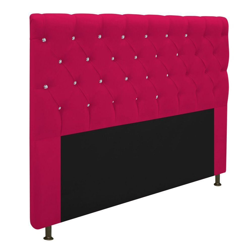 Cabeceira Cristal 160cm Queen Size com Strass Suede Pink - 3