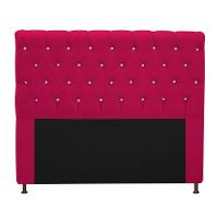 Cabeceira Cristal 195cm King Size com Strass Suede Pink - 1