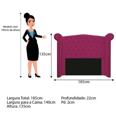 Cabeceira Veneza 140Cm Casal Suede Pink