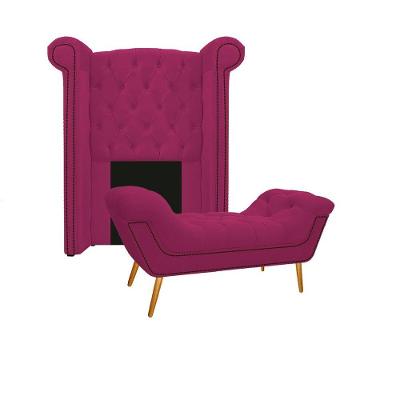 Cabeceira E Calçadeira Veneza 100 Cm Solteiro Suede Pink