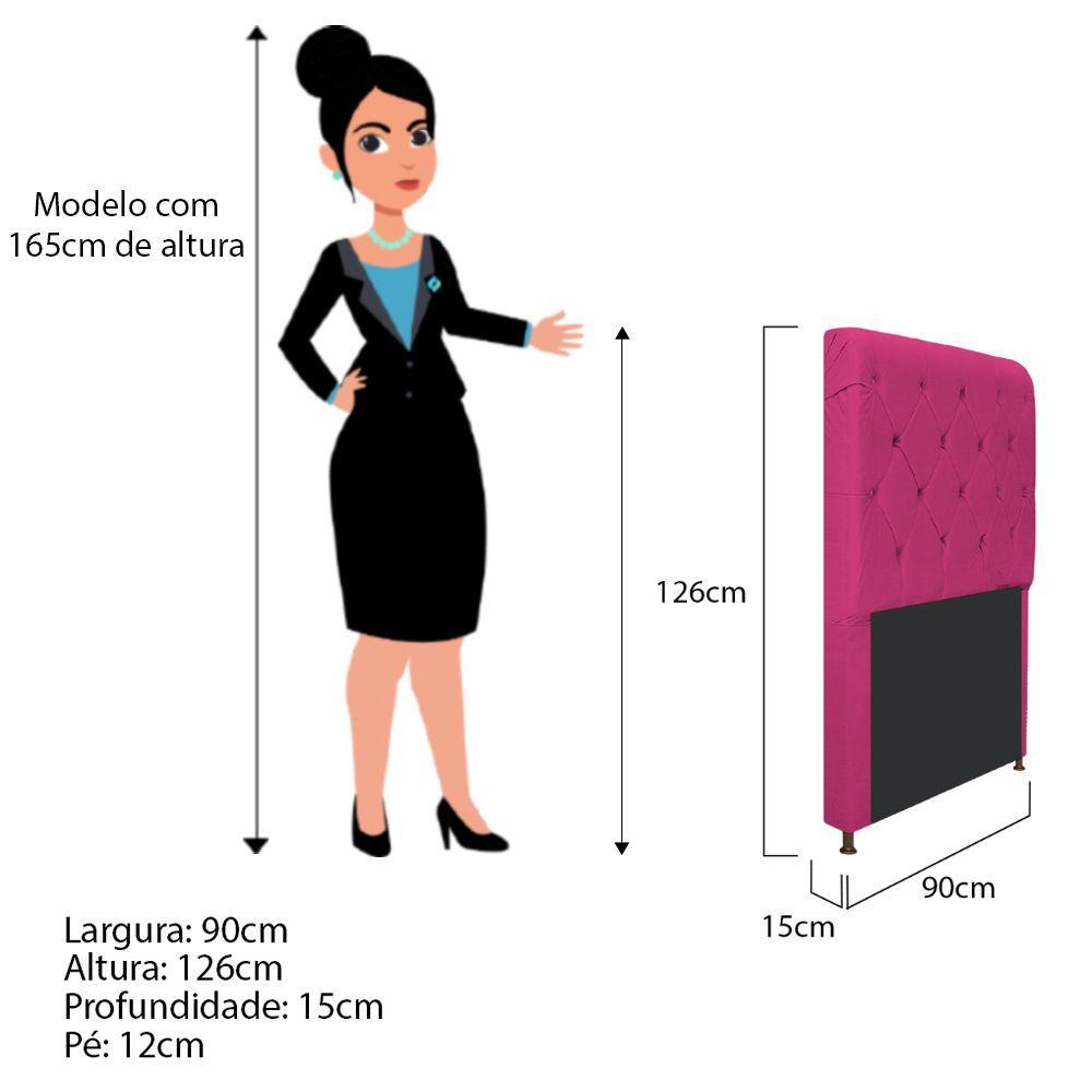 Cabeceira Cristal 90 Cm Solteiro Com Capitonê Suede Pink - 2