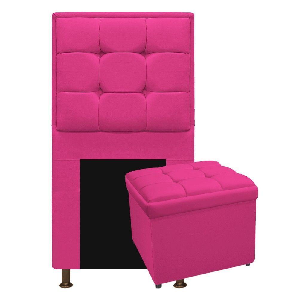 Kit Cabeceira Calçadeira Copenhague 90cm Solteiro Pink - 1
