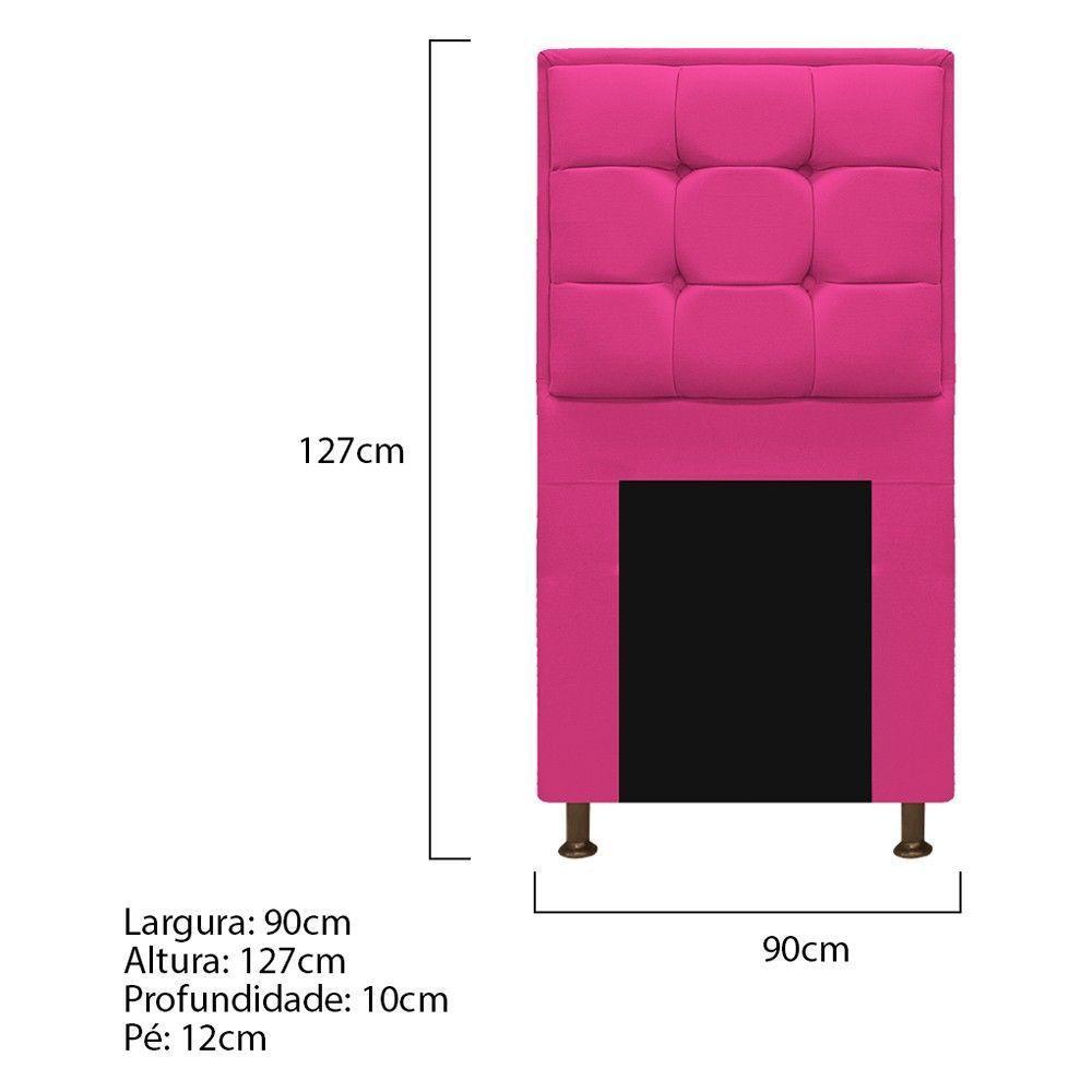 Kit Cabeceira Calçadeira Copenhague 90cm Solteiro Pink - 6