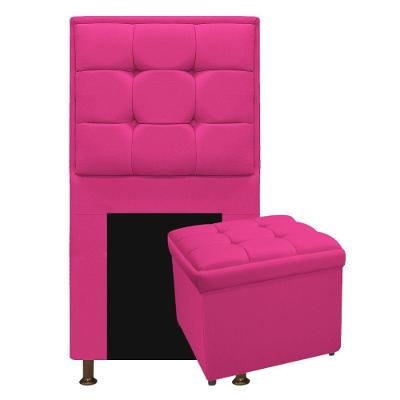 Kit Cabeceira Calçadeira Copenhague 90cm Solteiro Pink