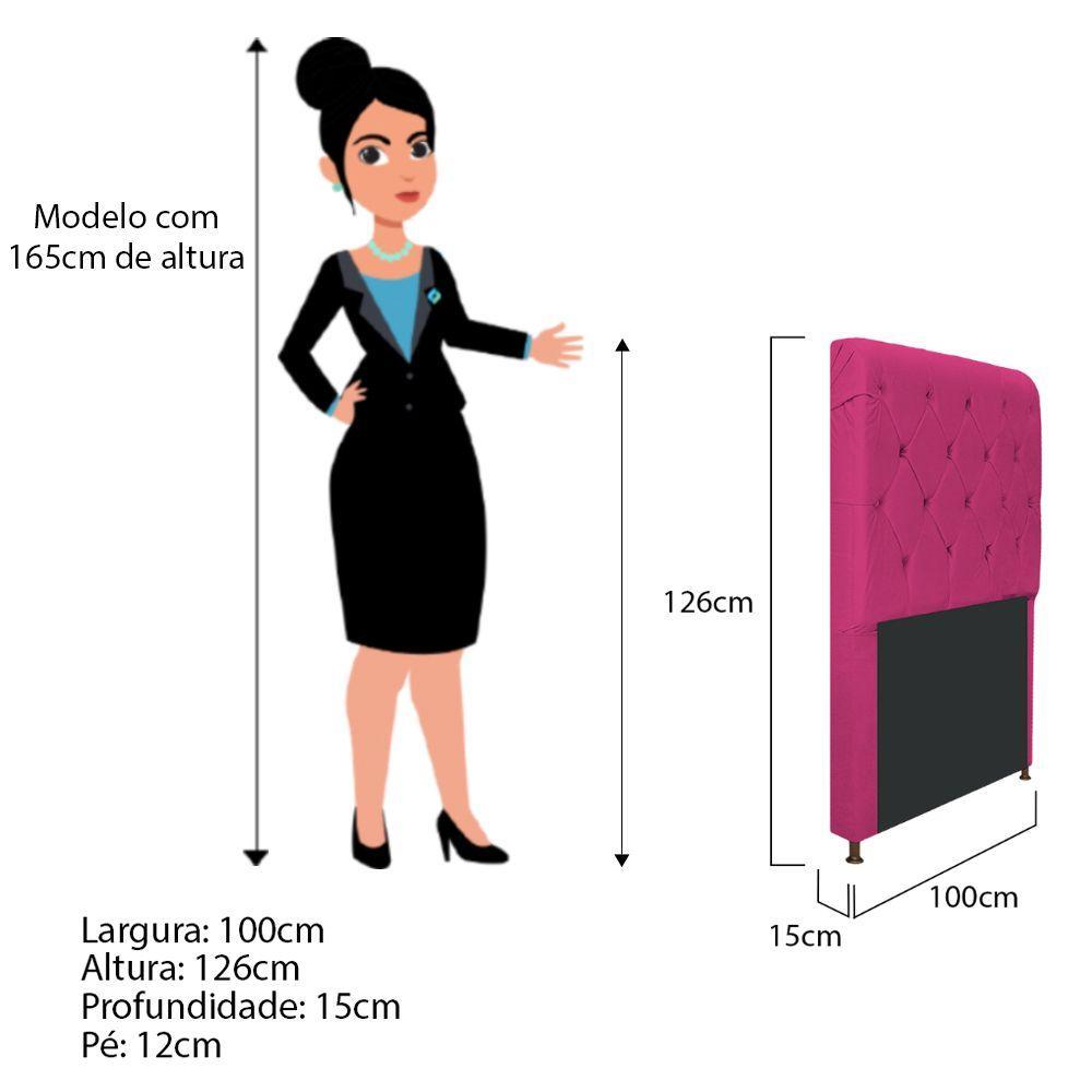 Cabeceira Cristal 100 Cm Solteiro Com Capitonê Suede Pink - 2
