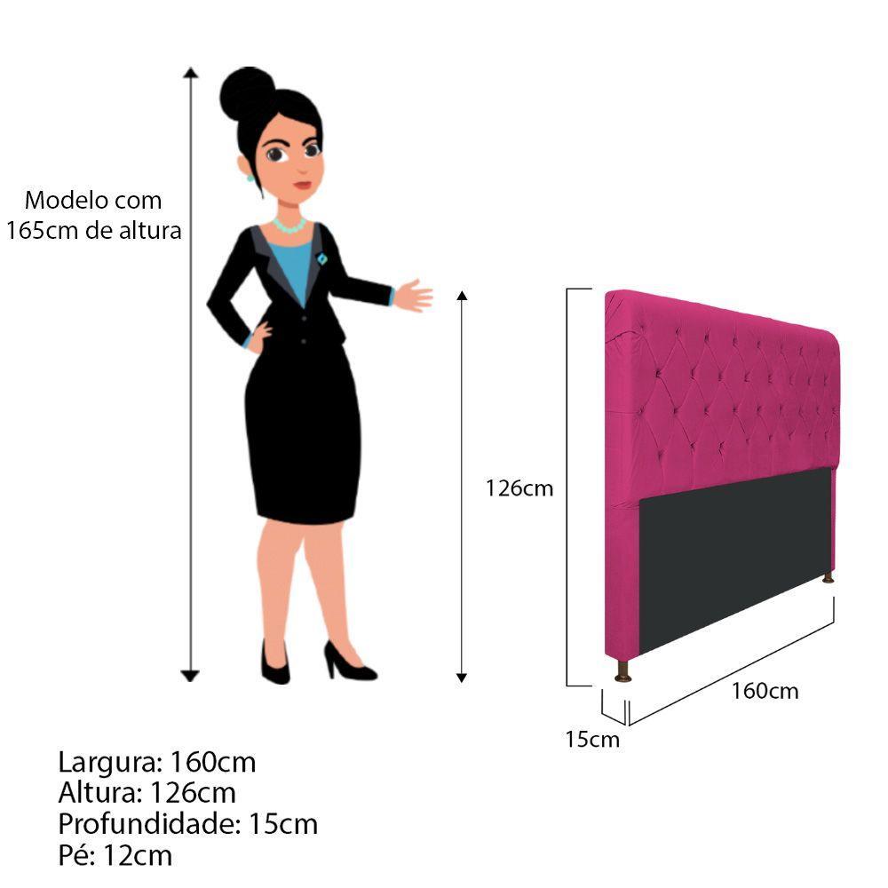 Cabeceira Cristal 160 Cm Queen Size Com Capitonê Suede Pink - 2