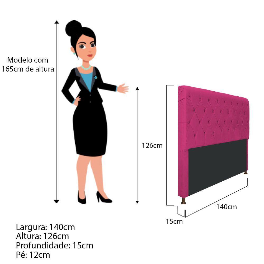 Cabeceira Cristal 140 Cm Casal Com Capitonê Suede Pink - 2
