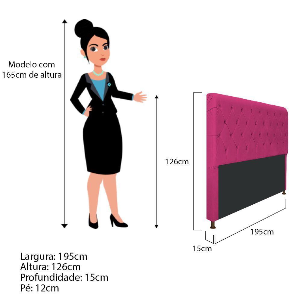 Cabeceira Cristal 195 Cm King Size Com Capitonê Suede Pink - 2