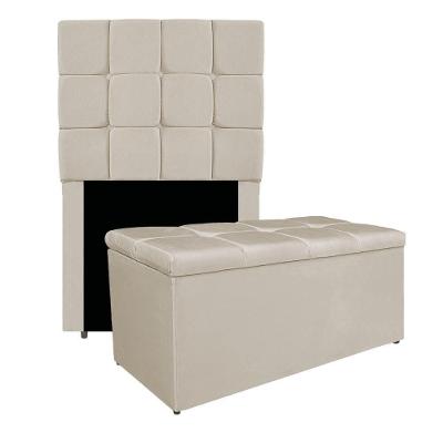 Kit Cabeceira E Calçadeira Manchester 90 Cm Solteiro Suede Cor Pink
