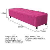 Kit Cabeceira E Calçadeira Baú Queen Everest P02 160cm Para Cama Box Suede - Doce Sonho Móveis Pink - 3