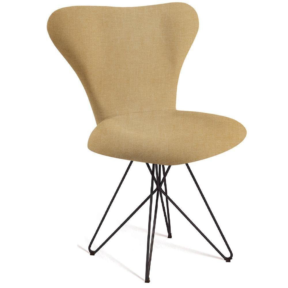 Cadeira Estofada Base Em Aço F45X2 Bege Bege - 1