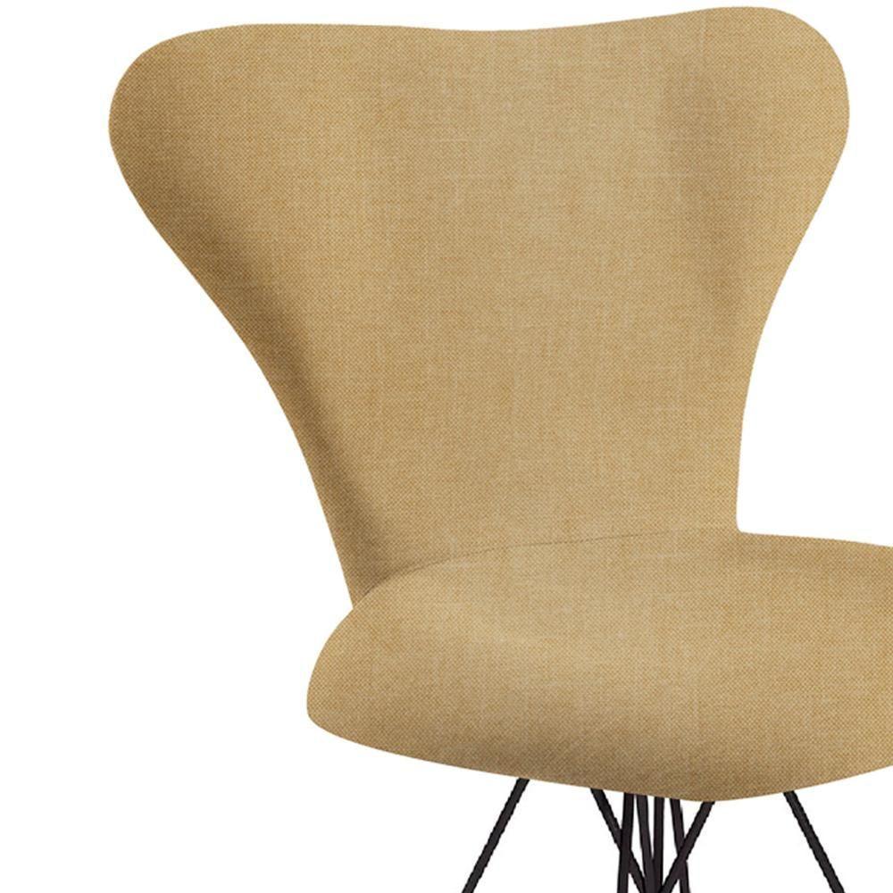 Cadeira Estofada Base Em Aço F45X2 Bege Bege - 3