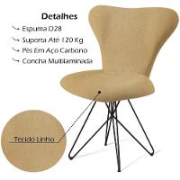 Cadeira Estofada Base Em Aço F45X2 Bege Bege - 6