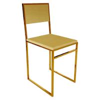 Cadeira De Jantar Industrial Isa Assento Estofado Veludo Bege Base Cobre - Cor: Bege - 1