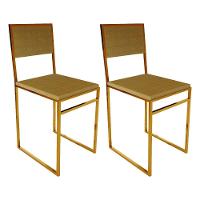 Kit 2 Cadeiras De Jantar Industrial Isa Assento Estofado Veludo Marrom Base Cobre - Cor: Preto - 1