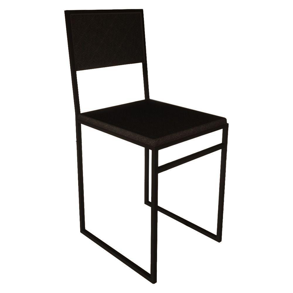 Cadeira De Jantar Industrial Assento Estofado Veludo Preto Isa - Cor: Preto - 1