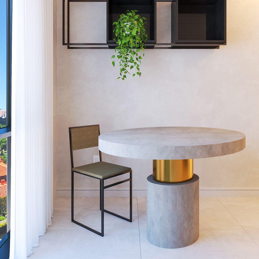 Cadeira De Jantar Industrial Assento Estofado Veludo Marrom Isa - Cor: Marrom - 3