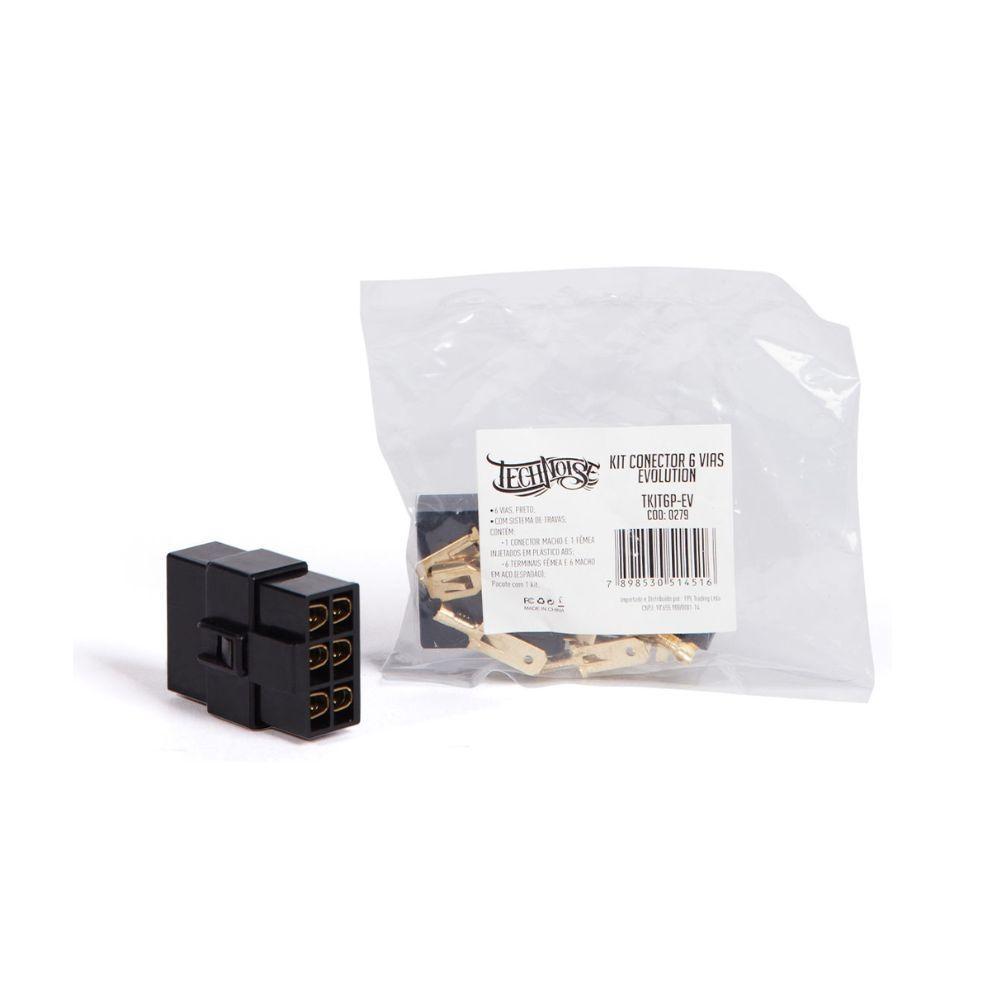 Kit Conector 6 Vias Technoise Com Trava - Preto - 2