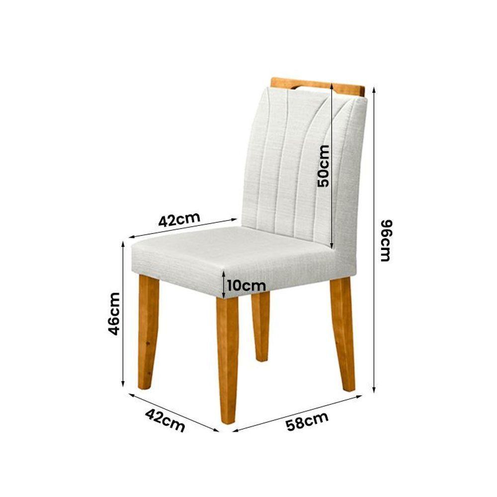 Conjunto 4 Cadeiras Em Linho Com Pés De Madeira Bege Claro - 2