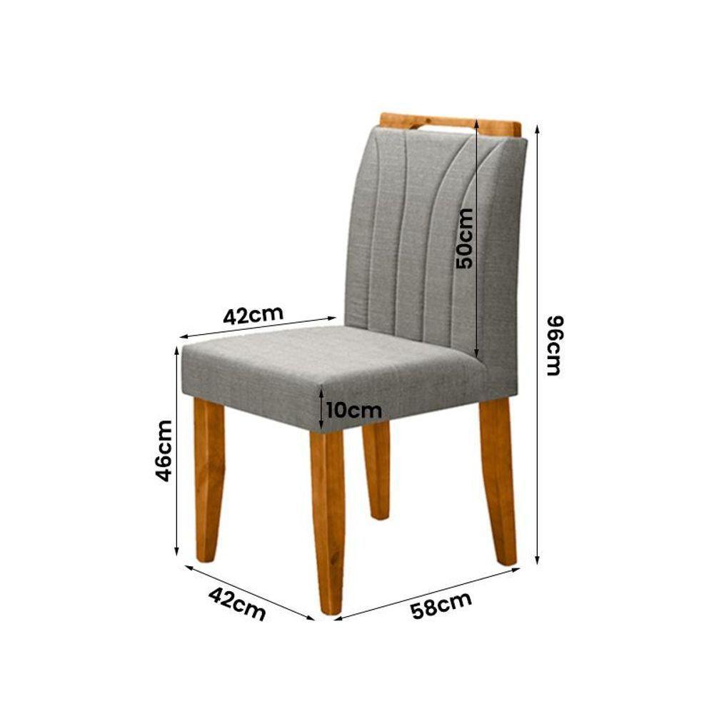 Conjunto 4 Cadeiras Em Linho Com Pés De Madeira Bege Escuro - 2