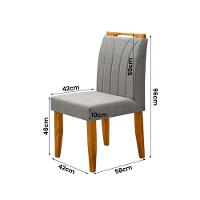 Conjunto 4 Cadeiras Em Linho Com Pés De Madeira Bege Escuro - 2