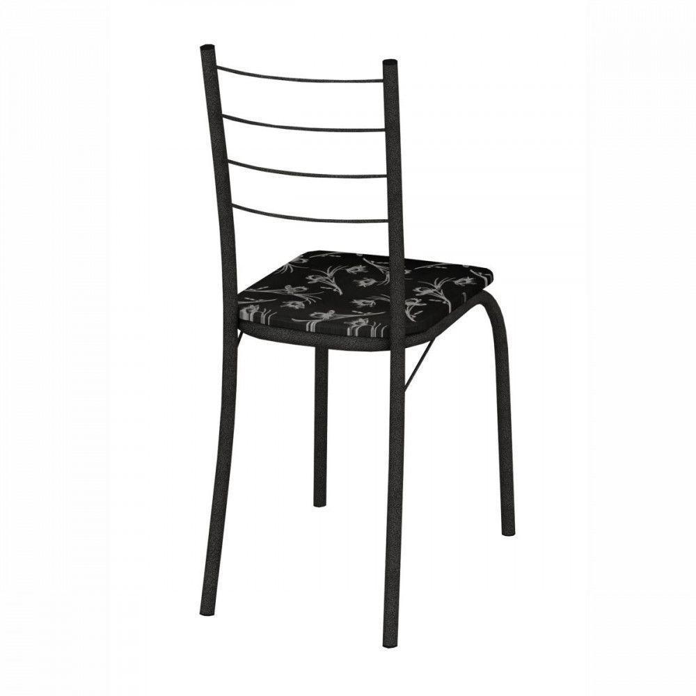 Conjunto De 4 Cadeiras Rio Martelado Grafite Assento Preto Lirio Teixeira Grafite Com Preto - 4