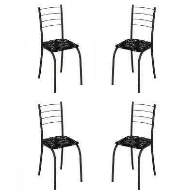 Conjunto De 4 Cadeiras Rio Martelado Grafite Assento Preto Lirio Teixeira Grafite Com Preto