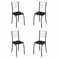 Conjunto De 4 Cadeiras Rio Martelado Grafite Assento Preto Lirio Teixeira Grafite Com Preto - 1