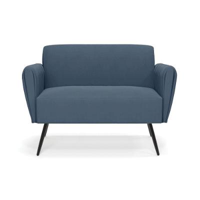 Sofá Namoradeira Pés Palito De Ferro Bruna Suede - D'rossi Cor Azul Marinho