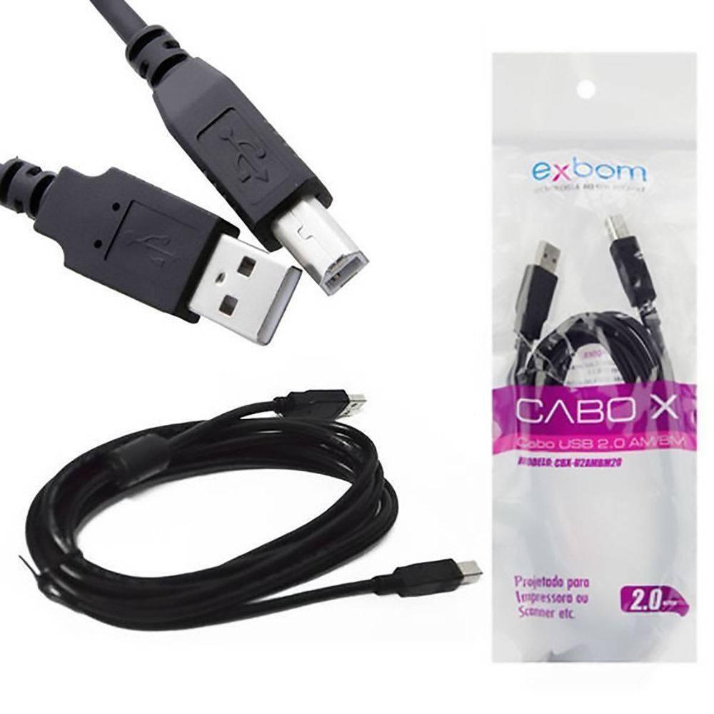 Cabo De Impressora Usb 2.0 A-b Para Hp Epson Canon Lexmark - 1,8m - 2