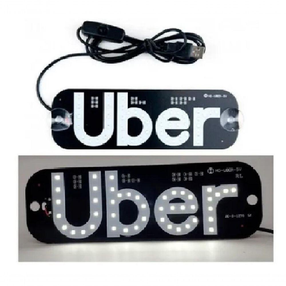 Placa Plaquinha Uber Para Carro Led Letreiro Motorista De Aplicativo - 1
