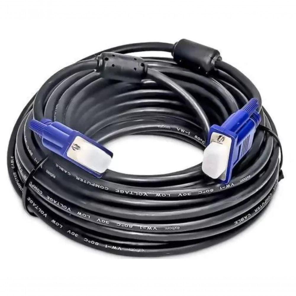 Cabo Para Monitor E Projetor Vga Db15 Com Filtro 5 Metros Preto - 1