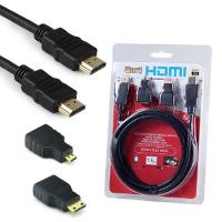 Kit Hdmi 1080p 3x1 Com 2 Adaptadores Pontas Micro E Mini Hdmi - 1