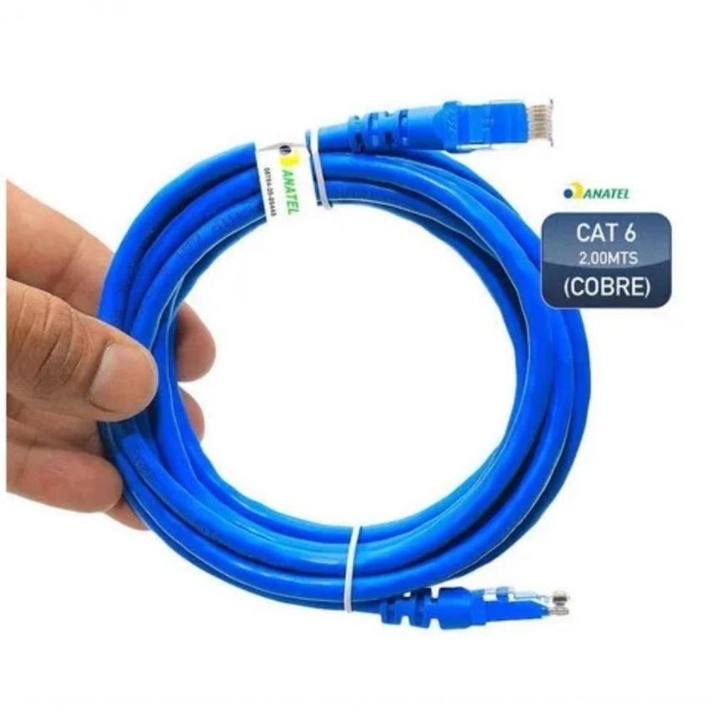 Cabo De Rede Cat 6 2 Metros 2m Patch Cord Rj45 Lan Internet - 1