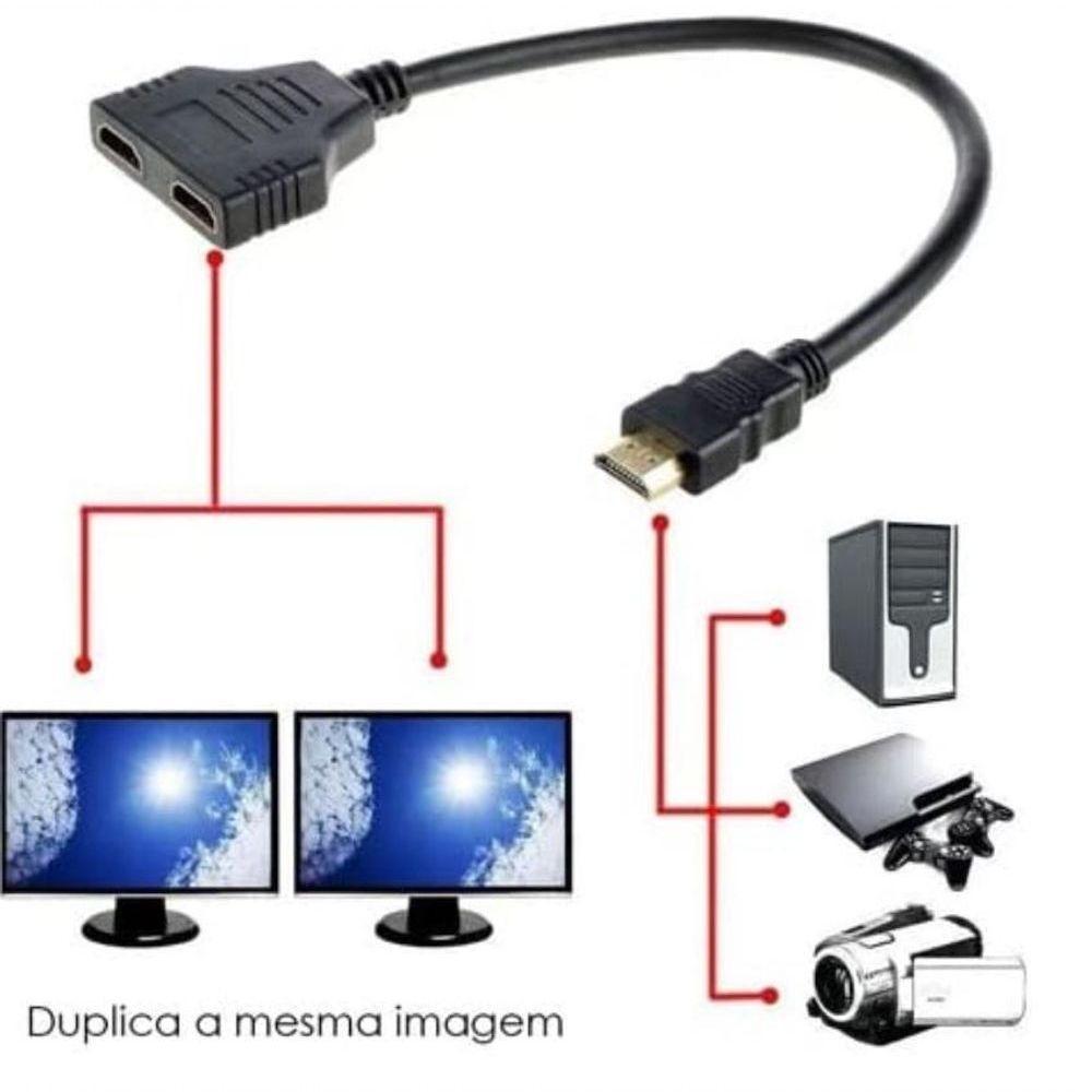 Cabo Duplicador Hdmi Em Y - 1 Entrada 2 Saidas Splitter 1x2 - 2