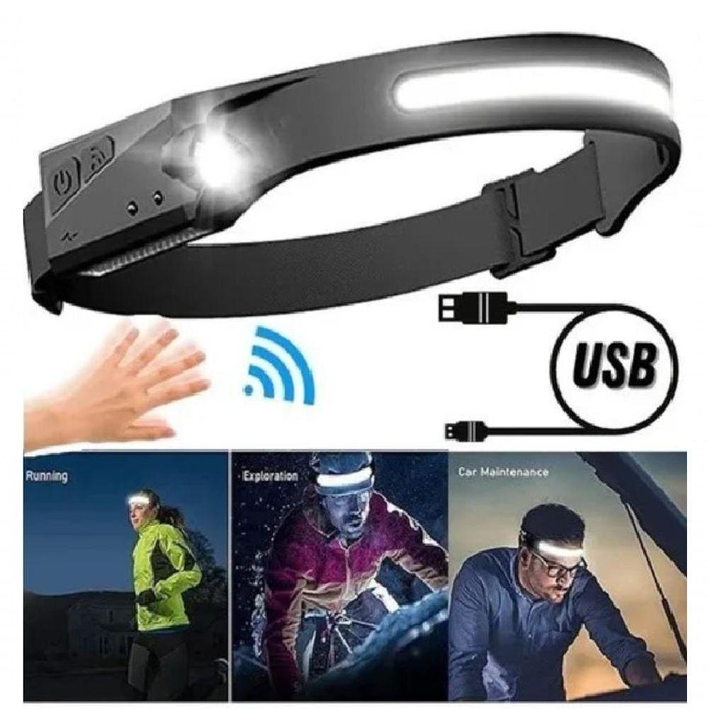 Lanterna Fita Led Cabeça Com Sensor De Movimento Liga Desliga Camping Pesca Caça Bike - 2
