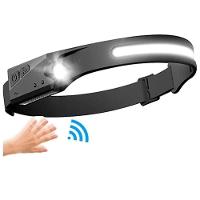 Lanterna Fita Led Cabeça Com Sensor De Movimento Liga Desliga Camping Pesca Caça Bike - 1