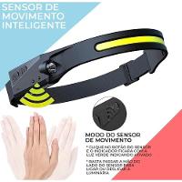 Lanterna Fita Led Cabeça Com Sensor De Movimento Liga Desliga Camping Pesca Caça Bike - 4